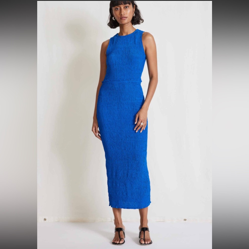 Apiece Apart Electric Blue Textured Midi Dress